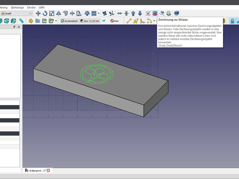 FreeCAD Skizze aus Auswahl erstellen